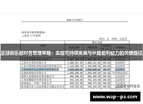 足球俱乐部财务管理策略：实现可持续发展与长期盈利能力的关键路径